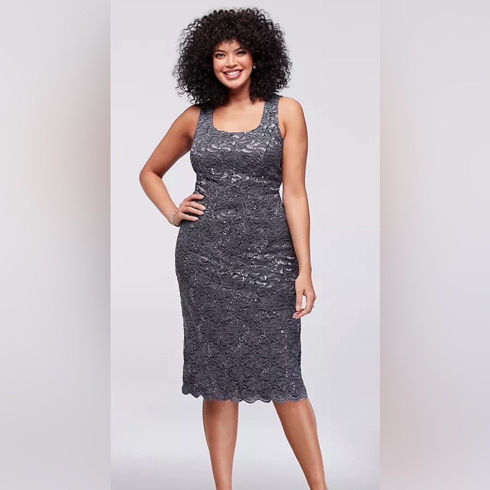 Alex Evenings Sparkly Formal Dress With Light Shaw Sweater - Picture 3 of 13